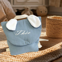 Sac à dos maternelle Personnalisé bleu en gaz de coton