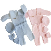 ensemble bébé en laine naissance personnalisé, ensemble maternité