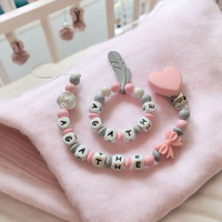 Ensemble d'attache tétine et hochet personnalisé pour bébé