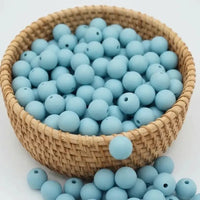 Perle ronde silicone 12mm Bleu tendre