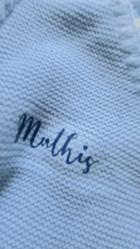 Ensemble Naissance Personnalisé 4 Pièces Laine Bleu Clair 💙