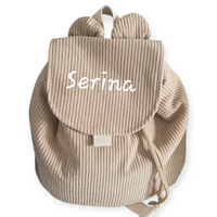 Sac à dos maternelle Personnalisé velours côtelé rose