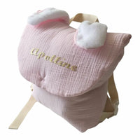 Sac à dos maternelle personnalisé Rose Oreille de lapin gaz de coton