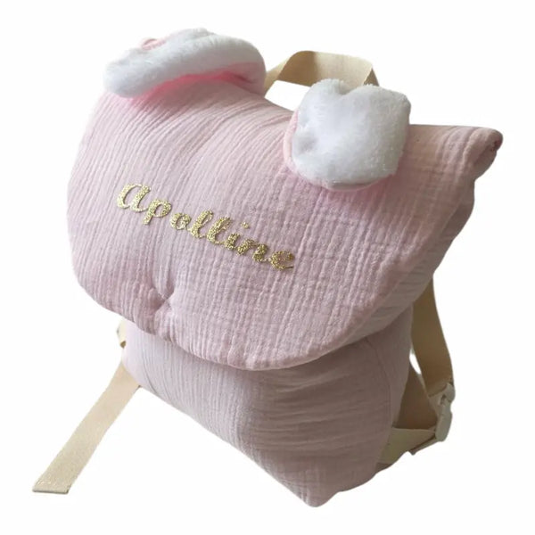 Sac à dos maternelle personnalisé Rose Oreille de lapin gaz de coton