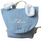 Sac à dos maternelle Personnalisé bleu en gaz de coton