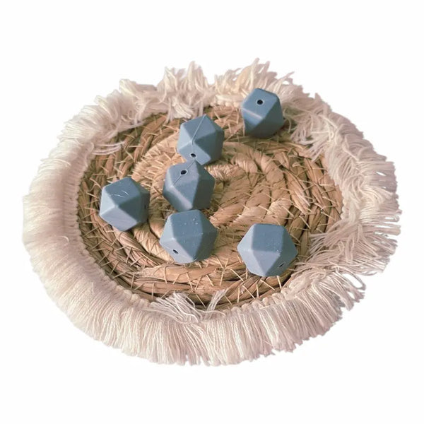 Perles hexagonales 17 mm gris anthracite - Idéales pour la création dentition