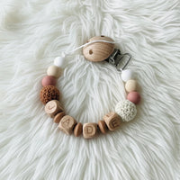 Attache Tétine Personnalisée Silicone Bois Perle Crochet