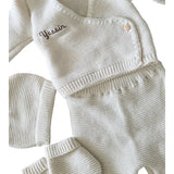 Ensemble bébé naissance laine Sable - pièces Personnalisable