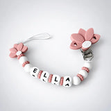 Attache tetine clip rondelle rose the
