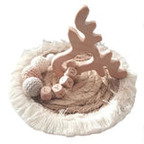Annneau de dentition en bois et perle silicone personnalisée en cerf bois