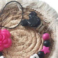 attache tétine avec clips disney noir 