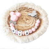Attache tétine Personnalisée disney rose et argenté