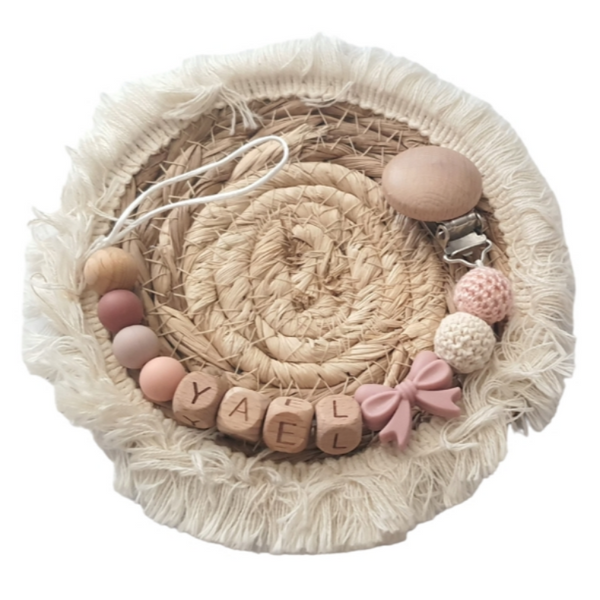 Attache tétine personnalisée en silicone et perle crochet