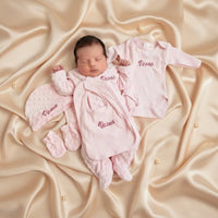 ensemble pour bébé naissance pyrjamas personnalisé body bavoir bonnet 