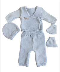 Ensemble laine bébé Personnalisé blanc- 4 Pièces