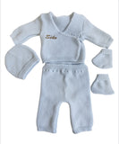 Ensemble laine bébé Personnalisé blanc- 4 Pièces
