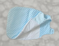 Gigoteuse Minky Bleu Clair 0-6 Mois : Le Modèle Exclusif Noeud Papillon Crème Pailleté 🎀