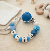 Attache tétine Modèle Théo Bleu- Bleur pétrol (Copie)