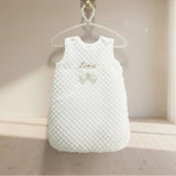 Gigoteuse Minky Crème avec Noeud Papillon Blanc Pailleté