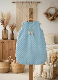 Gigoteuse Minky Bleu Clair 0-6 Mois | Noeud Papillon Crème Pailleté EXCLUSIF