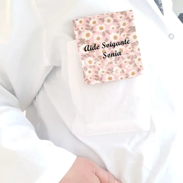 Pochette Infirmière Personnalisée rose marron