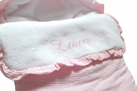 Nid d'Ange Bébé Personnalisé en Gaze de Coton Rose Clair – 0 à 6 mois
