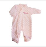 Ensemble naissance rose personnalisé en tissu minky