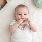 Anneau de dentition silicone en forme de Nuage Bois naturel