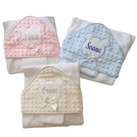 serviette de bain pour bébé personnalisé avec son gants