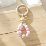 anneau de dentition en bois et perle silicone 