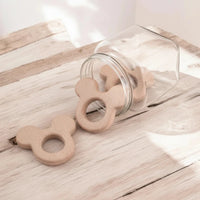 Tête de Mickey en bois de hêtre naturel 6 cm pour création d'anneau de dentition personnalisé et accessoire bébé DIY.