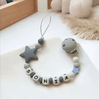 attache tétine pour bébé étoile grise 