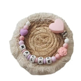 Attache tétine pour fille personnalisée lilas et rose avec adaptateur mam