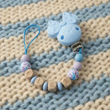 attache tétine minnie avec clip bleu en silicone 