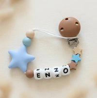 attache tetine personnalise etole bleu