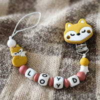 attache tetine personnalisée renard jaune moutrade 