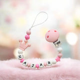 attache tétine en silicone personnalisée de couleur rose 