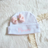 bonnet blanc bébé en coton personnalisé