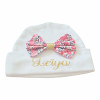 bonnet pour bébé en coton blanc liberty personnalisé