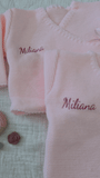 brassière pour bébé en laine avec prénom personnalisée