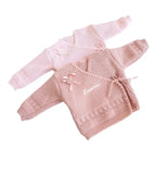 brassière bébé laine en tricot rose thé personnalisé