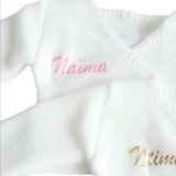 brassière bébé laine personnalisée avec prénom 