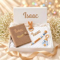 cadeau coffret naissance garçon personnalisé marron 