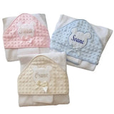 cape de bain bebe personnalisée avec prénom et gant assorti