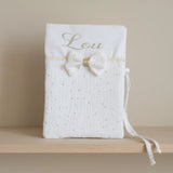 Protège Carnet de santé Personnalisé en gaz de coton blanc lait pailleté