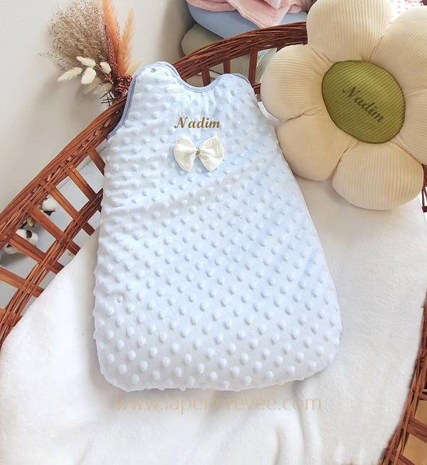 Gigoteuse naissance Personnalisé 0 à 6 mois en minky bleu
