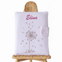 housse carnet de santé personnalisable rose pale motif arbre a coeur paillette 