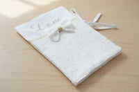 Protège Carnet de santé Personnalisé en gaz de coton blanc lait pailleté