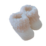 chausson bébé en laine avec fourrure moumoute blanc 