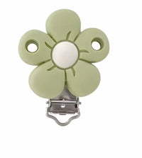 clip pince marguerite vert sauge silicone pour création attache tétine
